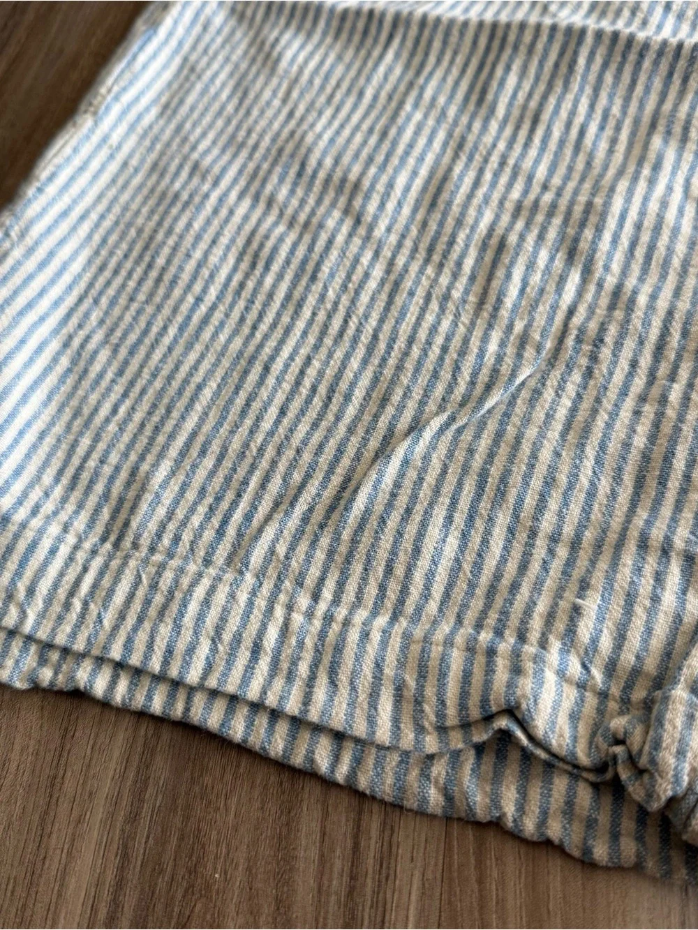 Mango Striped Wide-Leg Linen Blend Pants - Blue & White Size 6